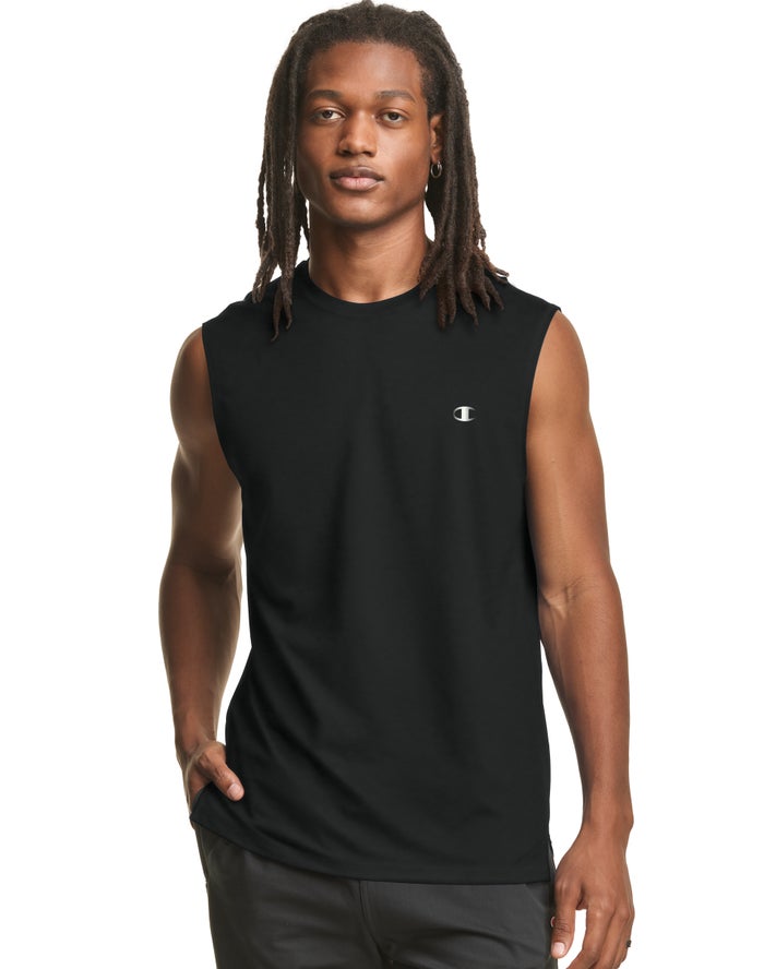 Champion Mens Tank Tops NZ - Double Dry® Black ( 1859-XFJVN )